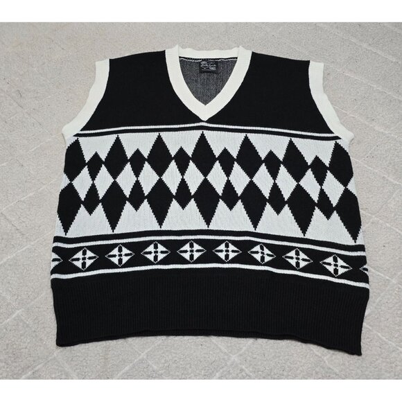 Steady Hands Mens Black Dragon Pullover Sweater Vest Knitted V Neck Size XL/2XL - Picture 2 of 12